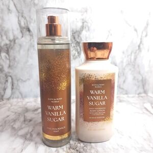 Bath & Body Works Set of 2 WARM VANILLA SUGAR Fine Fragrance Mist & Body Lotion